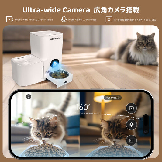 Mew-tivation 日本仕様 ペット用 自動給水給餌器 カメラ付きモデル